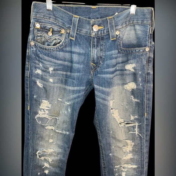 True Religion Denim Jeans Distressed Straight Men's Size 30 - Picture 2 of 10